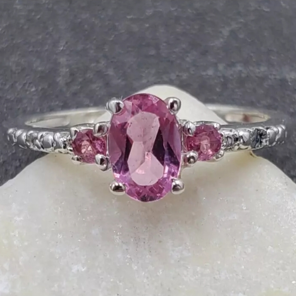 Rare Designer Signed STS/Chuck Clemency Genuine Pink Tourmaline Ring